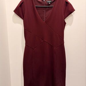 Express Deep Red V-Neck Mini Dress